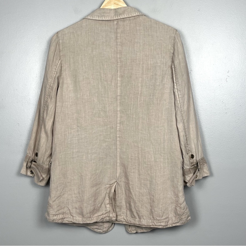 Marrakech Anthropologie 100% linen single button 3/4 sleeve blazer, medium. - Picture 3 of 11